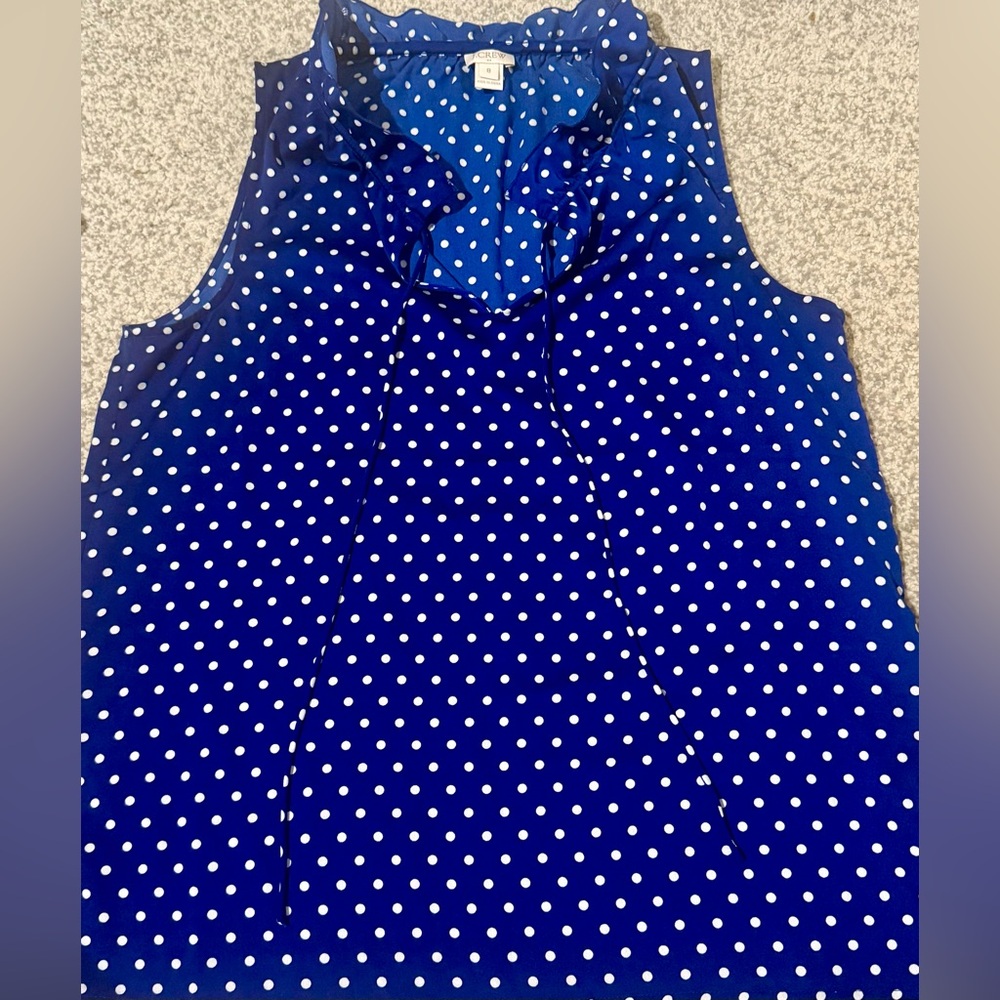 Blue Polka Dot Sleeveless Top